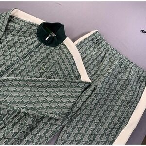 Lacoste Track Suit Set Monogram Jacquard Men Jacket XXL Pants XL Green Geometric